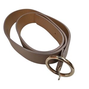 Simons leather  Beige Belt with Gold Ring Buckle